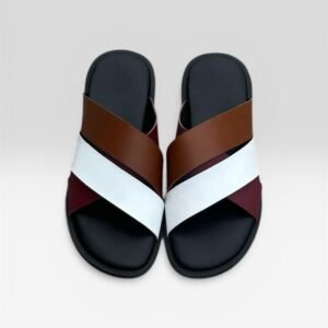 Premium Handmade Men's Cross Strap Leather Slide Sandals