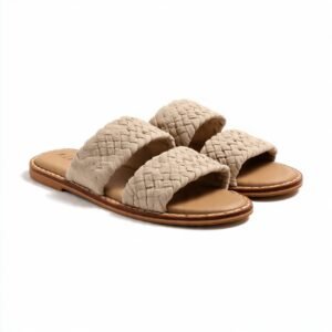 Men's Beige Suede Woven Strap Sandals 37% off