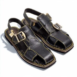 Men's Black Matte Peshawari Chappal 36% off